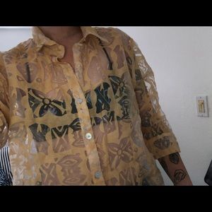 See through vintage button up shirt